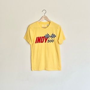 NEW Indy 500 Retro Logo Yellow Racing T Shirt Adult size Small